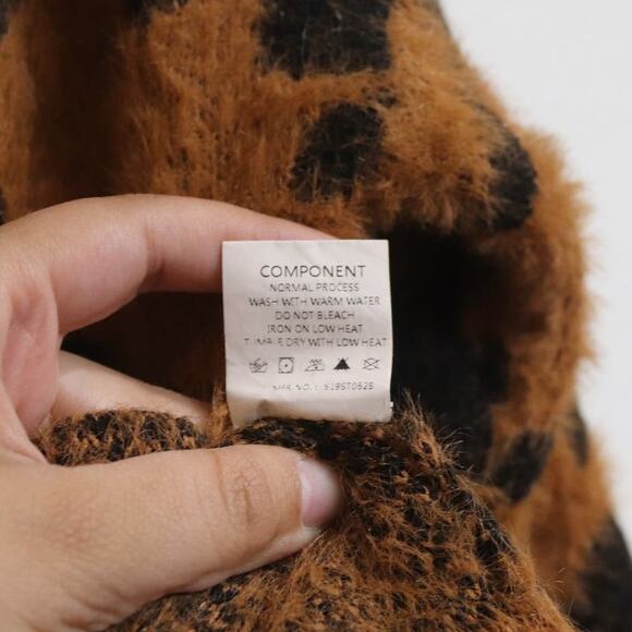 Simplee Brown Houndstooth Fuzzy Oversized Sweater Sz S - Picture 7 of 12